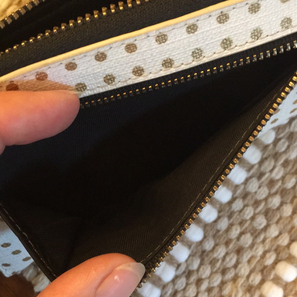 FOSSIL Zip Around Wallet / Wristlet, White/Gold Polka Dots - Picture 8 of 11